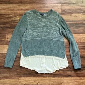 Grey Sweater with Attached Blouse